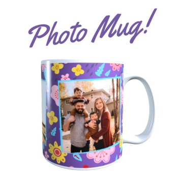 Personalised Photo Mug Purple Floral Family Friends Wedding Anniversary 11oz NEW