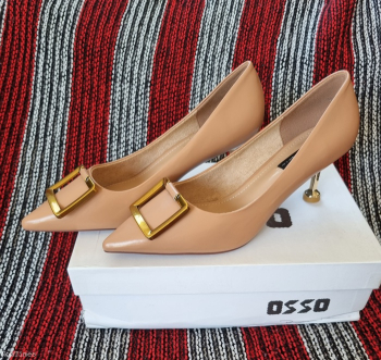 A Simple Elegant Lady Pointed Slitetto Shoes