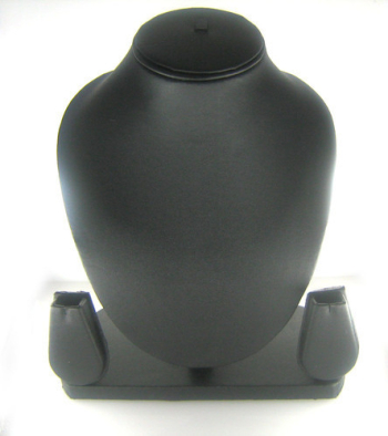 Jewellery Necklace and Earring Holder Bust PU Leatherette Black Display New