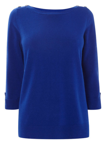 New BHS Cobalt Supersoft Stepback Hem Jumper Size 14