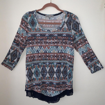 Top Tunic 3/4 Sleeves Absolutely Famous Women Size Medium Multicolors