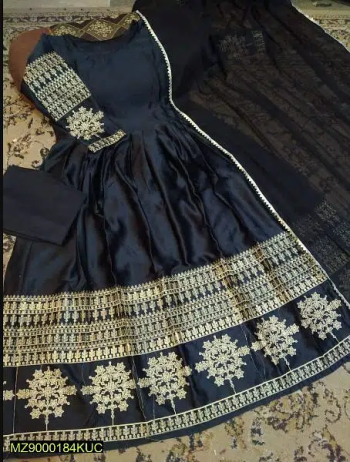 3 PCs Women's Stitched Silk Embroidered Maxii