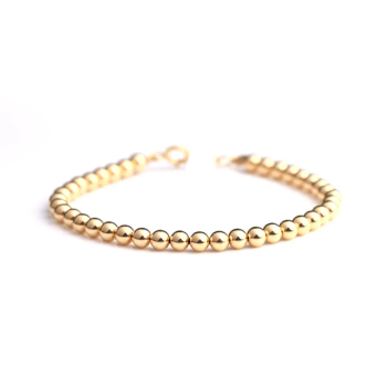 nya 18k Bracelet Strand 4mm Au750 Gold Beads Baby Children Ladies