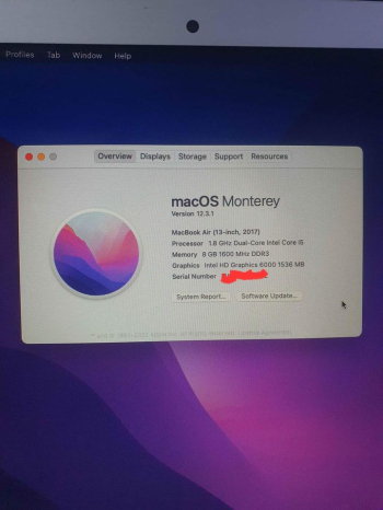 Macbook Air Core I5 13.3 Inch No Time Pass Please