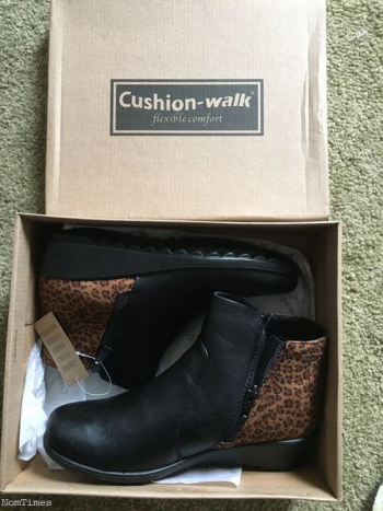 New Damart Cushionwalk Ankle Boots Size 5 Part Leopard Skin Zip