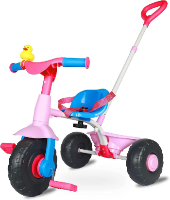 2 in 1 Kid tricycles age 18 months to 3 years with parent-push bar