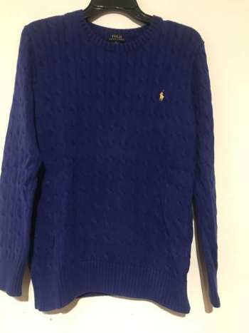 Polo Ralph Lauren Cable Knit Crew Neck Jumper Women's Size XL Royal Blue